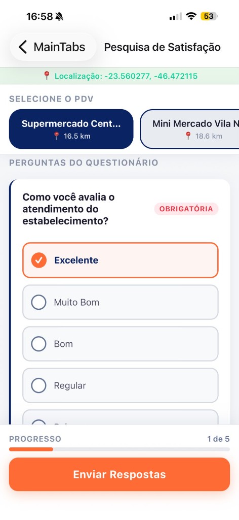 Pesquisa de satisfação no app Positivando